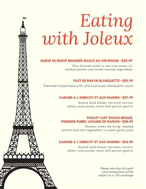 French Menu Template